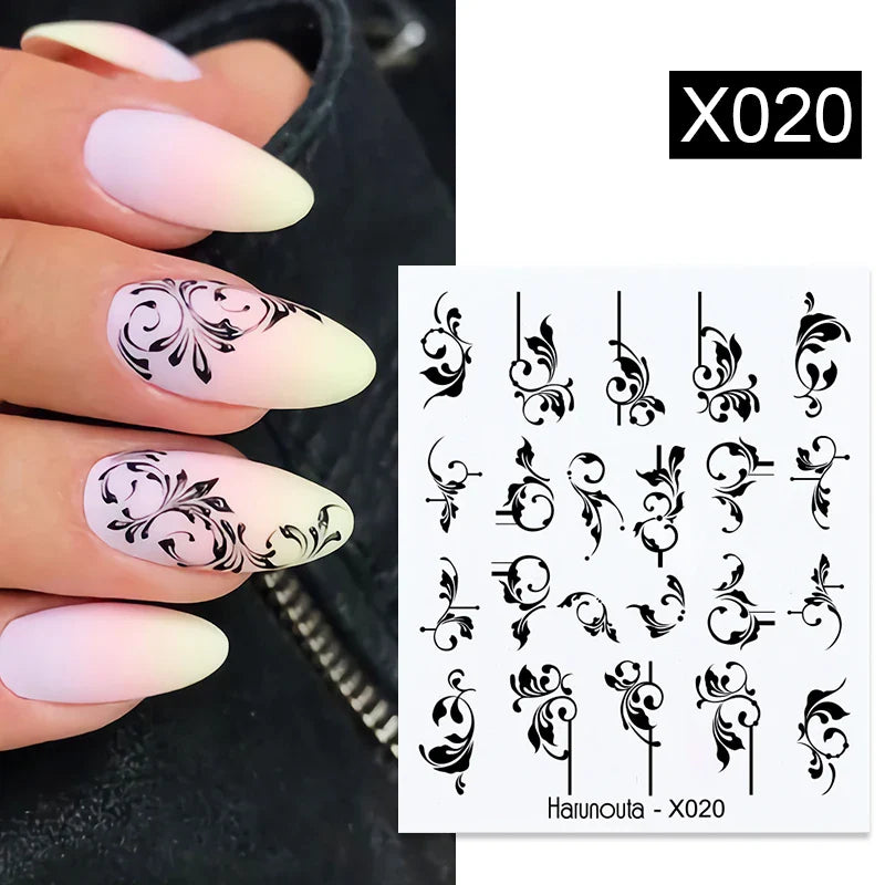 Aichashi 3D Laser Sakura Flower Nail Sticker Aurora Decals Glitter Star Butterfly Floral Adhesive Sliders Cherry Blooming Manicure