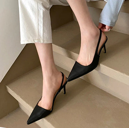 aichashi  - Korea style women stiletto heels slingbacks ankle strap pointed toe sexy ladies high heel shoes pumps wedding party