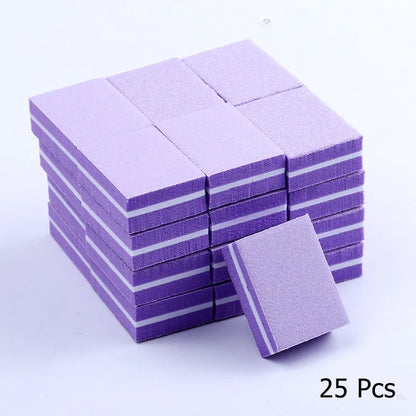 10/25/50pcs lot Double-sided Mini Nail File Blocks Colorful Sponge Nail Polish Sanding Buffer Strips Polishing Manicure Tools