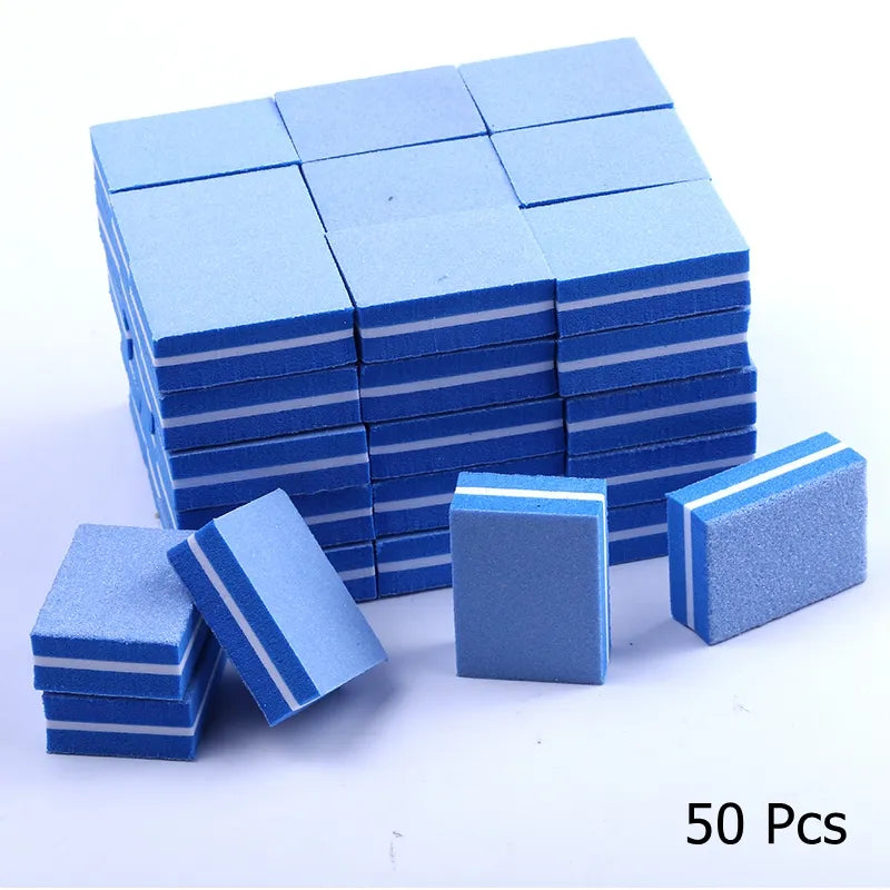 10/25/50pcs lot Double-sided Mini Nail File Blocks Colorful Sponge Nail Polish Sanding Buffer Strips Polishing Manicure Tools