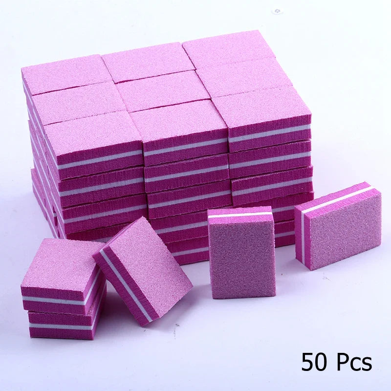 10/25/50pcs lot Double-sided Mini Nail File Blocks Colorful Sponge Nail Polish Sanding Buffer Strips Polishing Manicure Tools