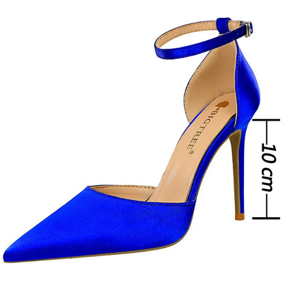 aichashi  -  Shoes Hollow Out Woman Pumps High Heels Sexy Party Shoes Silk Ladies Shoes Pointed Toe Heeled Shoes Female Pumps