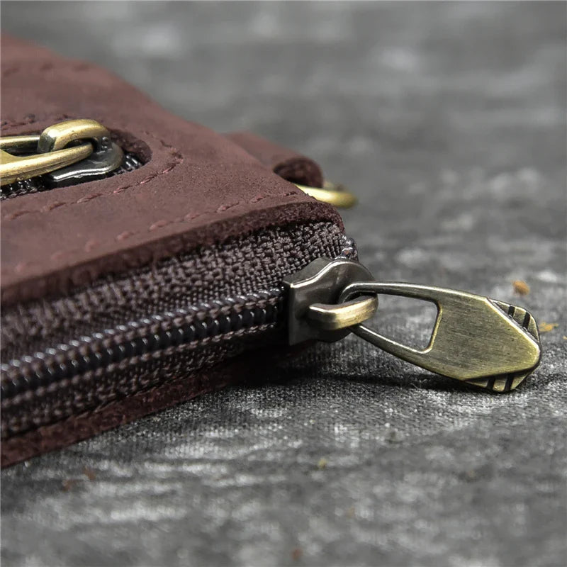 Aichashi Genuine Leather Zipper Coin Card Purse Real Leather Rfid Card Holder Clutch Wallets Slots For Men Women Mini Slim Purse