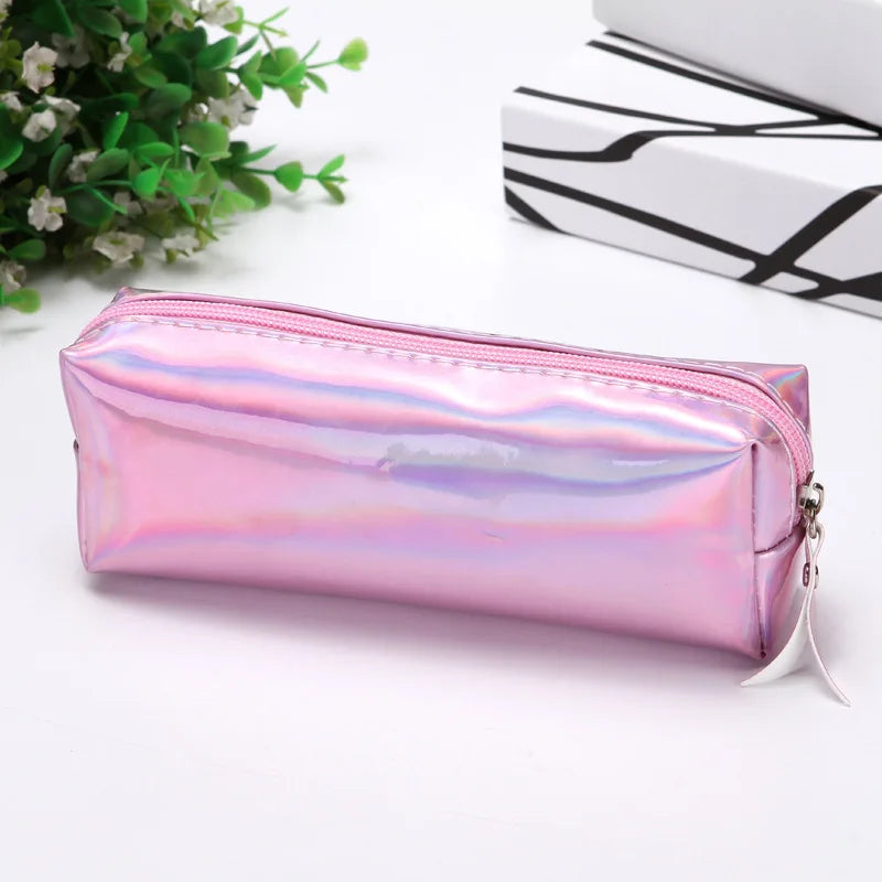 Aichashi BACK TO SCHOOL 1 Pcs Kawaii Pencil Case Laser girl's heart is simple School Pencil Box Pencilcase Pencil Bag School Supplies Stationery