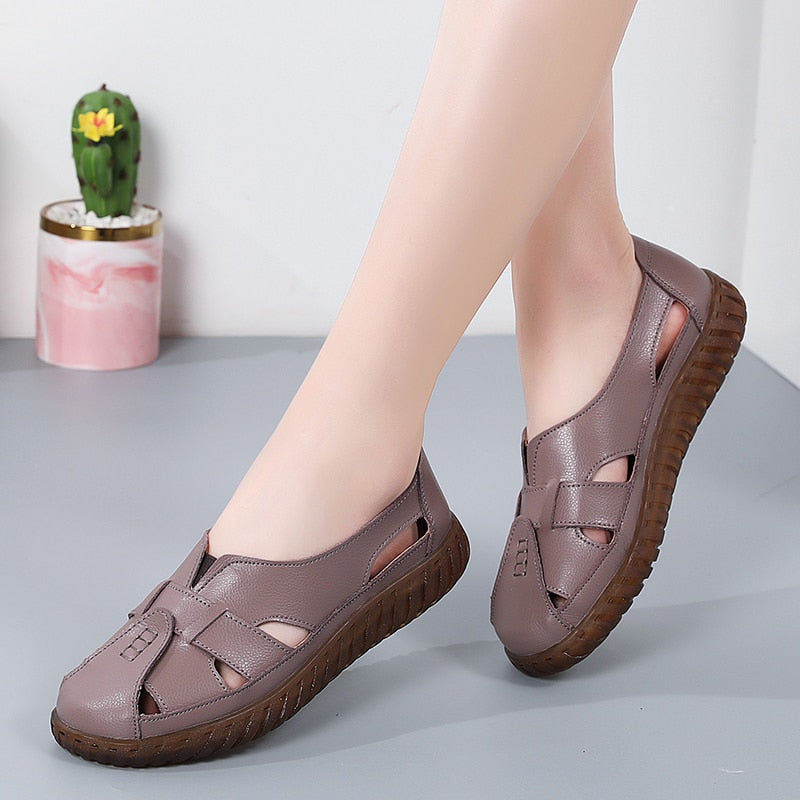 Aichashi New Women Sandals Summer Ladies Shoes Comfortable Ankle Hollow Round Toe Sandals Woman Soft Beach Sole Female Shoes Plus Size