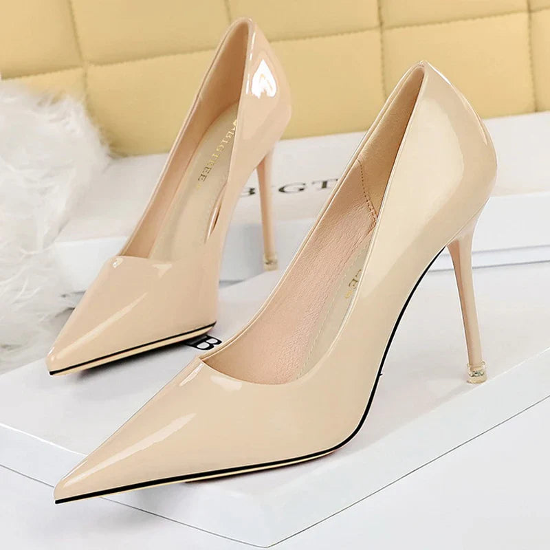 aichashi  -  Shoes Woman Pumps Patent Leather High Heels Shoes Women Occupation OL Office Shoes Stiletto Women Heels Plus Size 43