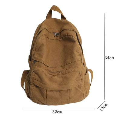 aichashi School Bag Student Shoulders Large Capacity Khaki Backpack Fashion Canvas Backpacks Female College Teen Computer Bag mochila