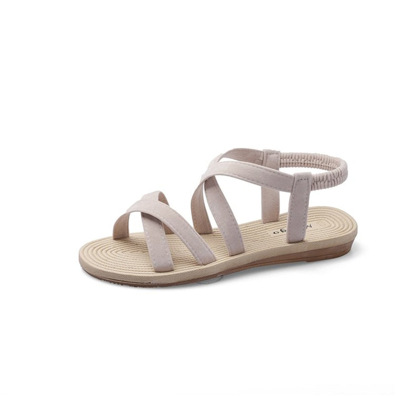 Aichashi New Summer Rome Sandals Shoes Woman Cross Belt Sandals Flat Beach Sandalias Ladies Sandalia Feminina Open Toe Shoes