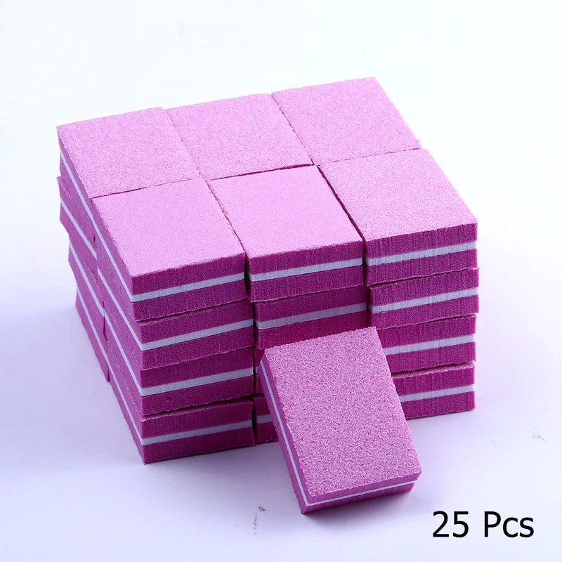 10/25/50pcs lot Double-sided Mini Nail File Blocks Colorful Sponge Nail Polish Sanding Buffer Strips Polishing Manicure Tools