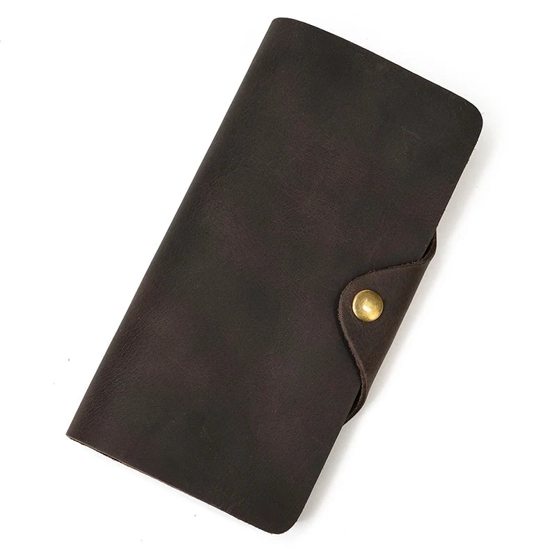 Aichashi Genuine Leather Long Wallet Man Women Credit Card Holder Clutch Purse Hasp Moible Phone RFID Blocking Wallet