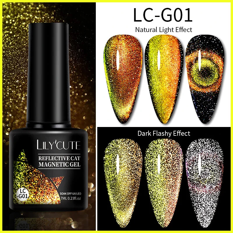 Aichashi 7ML Aurora Cat Magnetic Gel Nail Polish Nail Art Sparkle Glitter Gel Varnis Semi Permanent Soak Off  UV Gel Varnishes