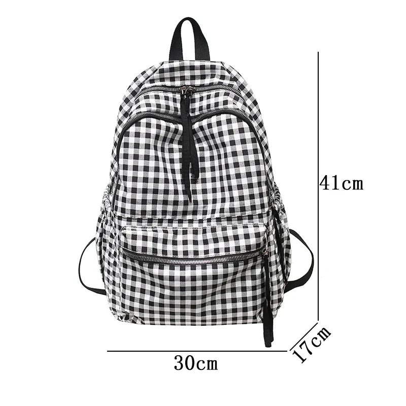 aichashi School Backpacks Plaid Pattern Women's Backpack Fashion College Students School Bags for Girls Teenager Casual Female Schoolbag