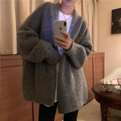 aichashi Discover Style Ideas Lazy Style Gentle Cardigan Loose Sweater Spring and Autumn New Outerwear Mohair Thickened Knitted Coat