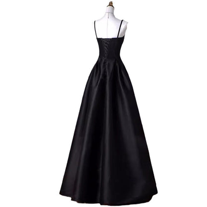 Aichashi dress French Style Light Luxury Dress New French Style Black Strap Slim Fit Dress Student Banquet Evening Dress