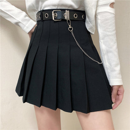 Aichashi gothic dti 2024 Korean Style New High Waist Slimming Design Sense Niche Pleated Skirt A- Line Skirt Women's Skirt