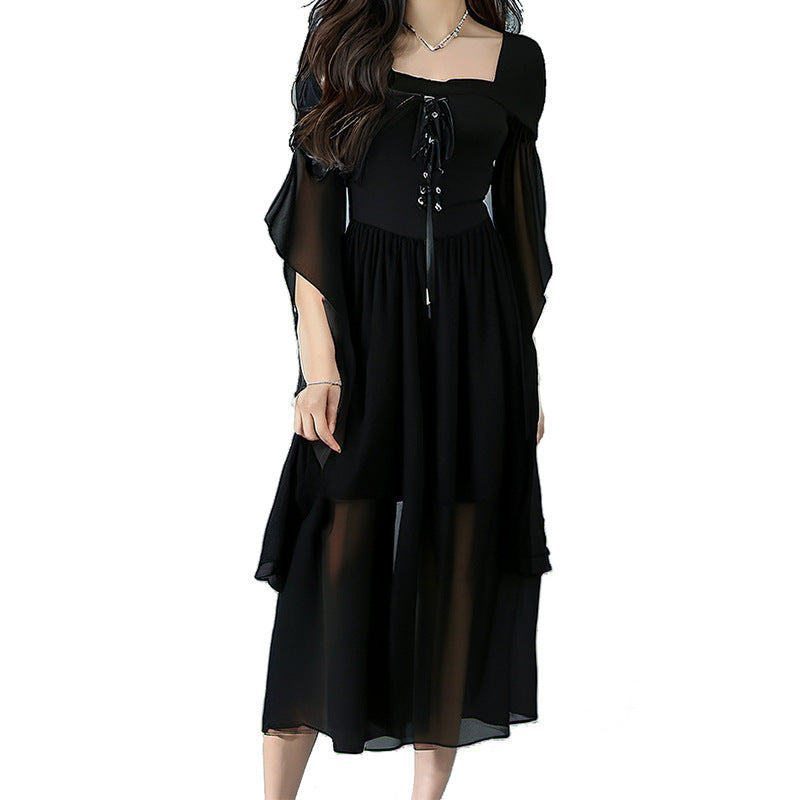 aichashi Dress to Impress 2024 New Women's Halloween Witch Bandage Large Swing Dress