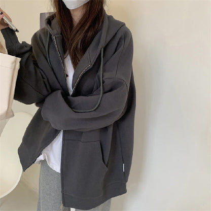 Aichashi 90s streetwear New Loose Oversize Sweater Cardigan Zipper Couple Coat Women's New Early Spring and Autumn