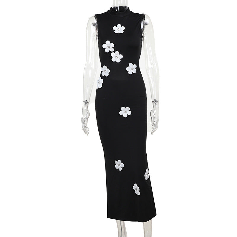 Aichashi dress to impress codes Summer 2024 New Elegant Slim Dress Fashionable Elegant Flower Small Turtleneck Dress Women