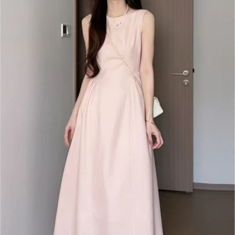 Aichashi drama dress to impress 2024 Pink Temperament Sleeveless Vest Dress Mid-Length Dress French Slimming High-End Chic Beautiful Dress