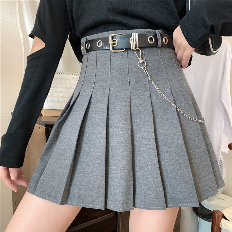 Aichashi gothic dti 2024 Korean Style New High Waist Slimming Design Sense Niche Pleated Skirt A- Line Skirt Women's Skirt