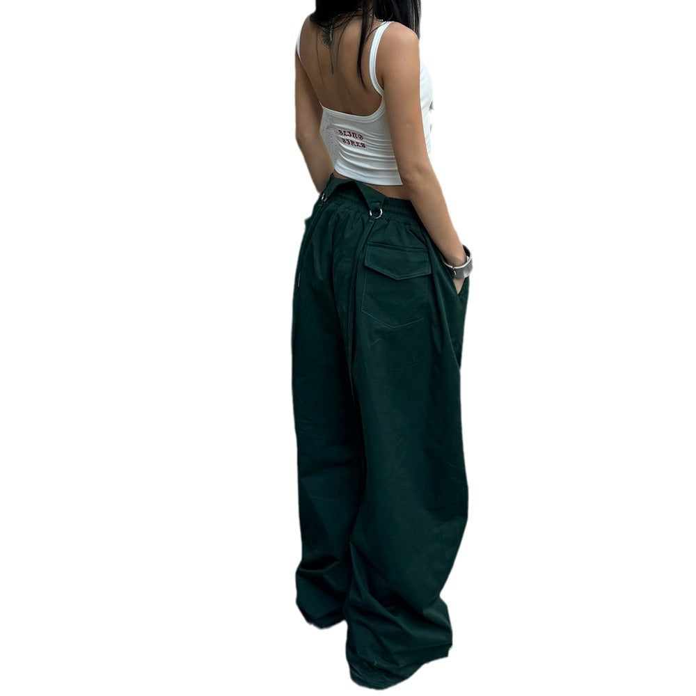 Aichashi masc outfits American Retro Autumn New Women's Hot Girl Loose Street Pull Cool Multi-Wear Tied Waist Straight Jazz Casual Sports Pants