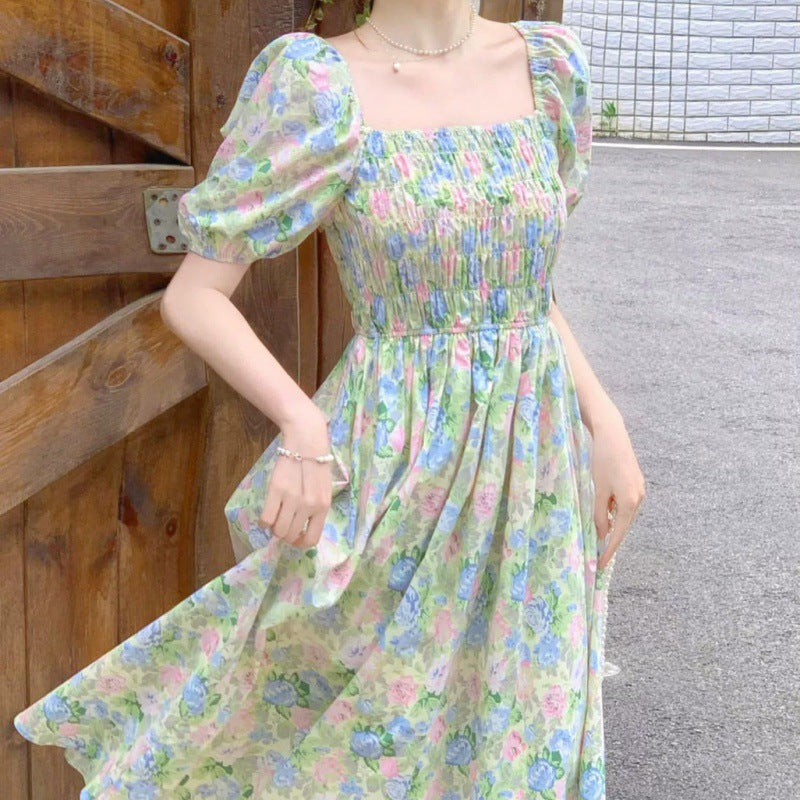 Aichashi church outfit Elegant Floral Dress Summer New Belly-Covering Mid-Length Dress for Women