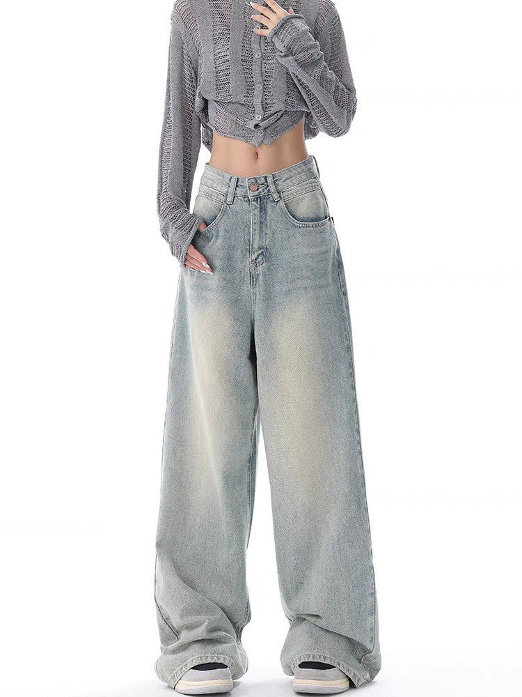 Aichashi outfit ideas for school Ken Studio Early Autumn 2024 New Jeans Women's American Retro Design Niche Loose Wide-Leg Pants Pants