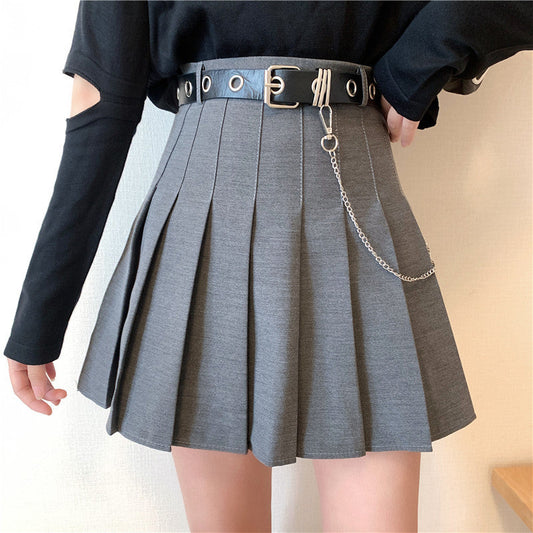 Aichashi gothic dti 2024 Korean Style New High Waist Slimming Design Sense Niche Pleated Skirt A- Line Skirt Women's Skirt