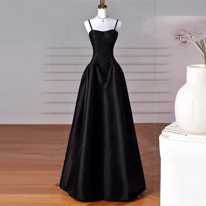 Aichashi dress French Style Light Luxury Dress New French Style Black Strap Slim Fit Dress Student Banquet Evening Dress