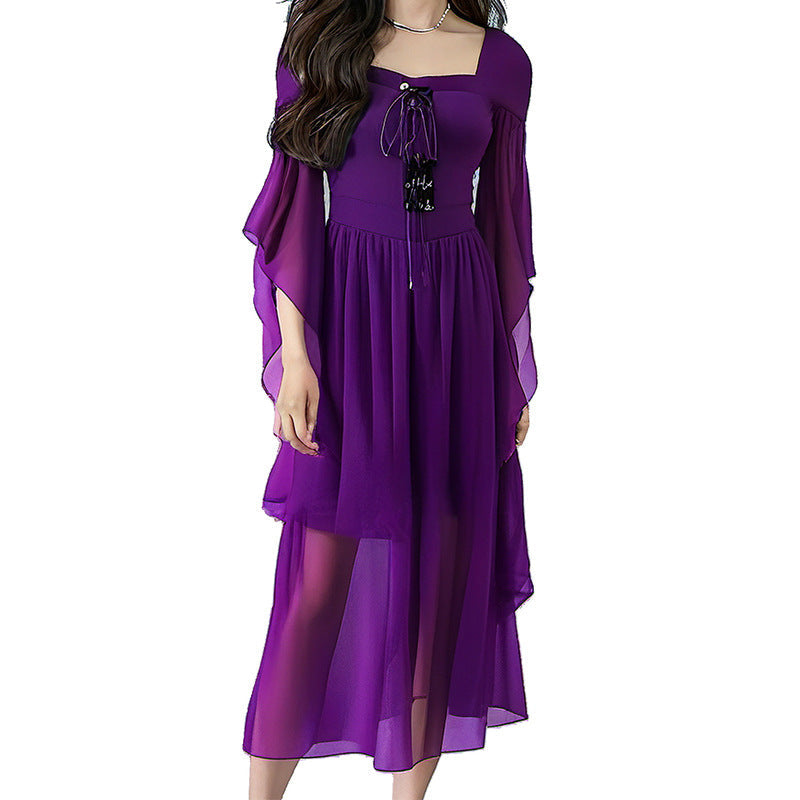 aichashi Dress to Impress 2024 New Women's Halloween Witch Bandage Large Swing Dress