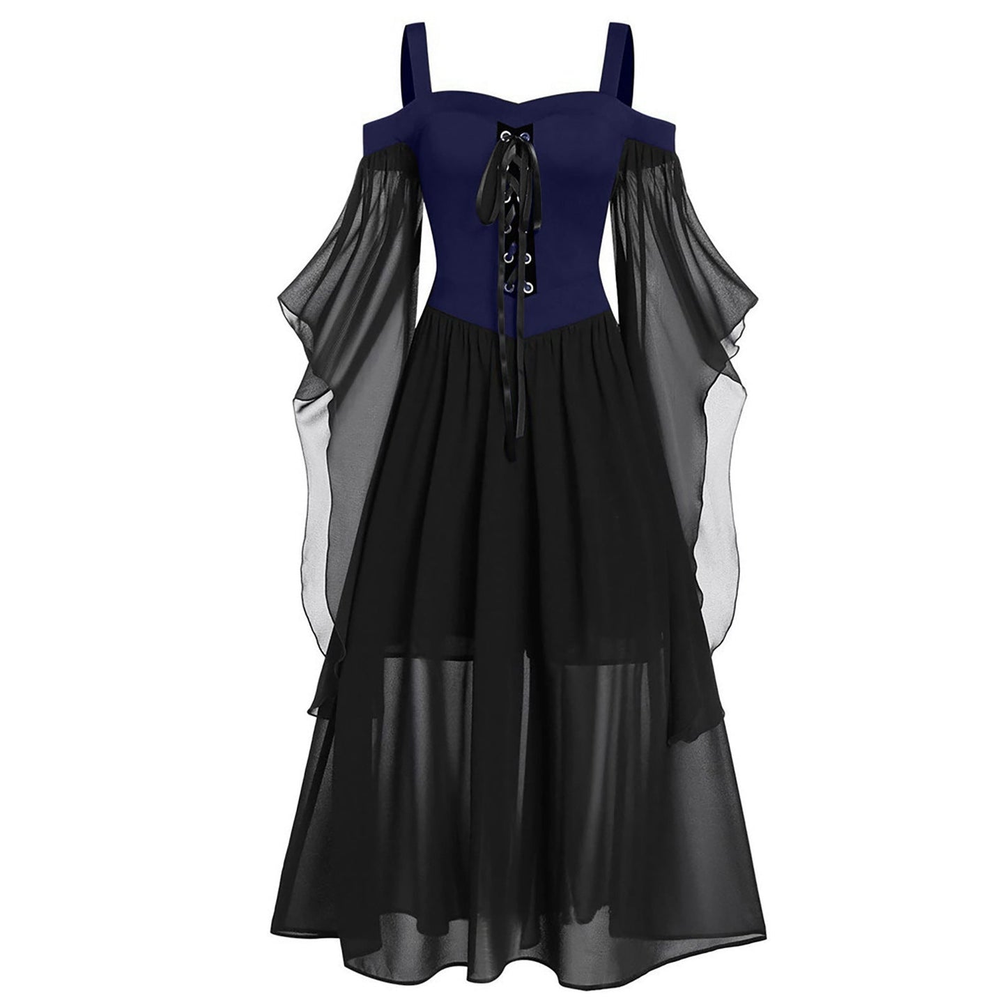 aichashi dress to impress New Halloween Dress Sling Contrast Color Chiffon Bandage Dress