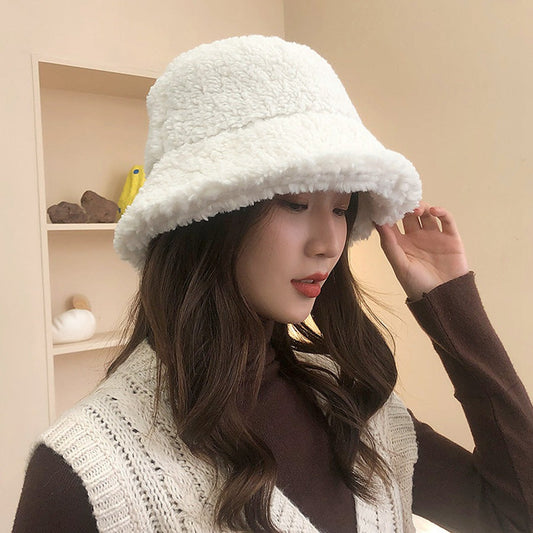 Aichashi lolíta fashion dress to impress Hat Women's Autumn and Winter Classic Light Board Solid Color Lamb Wool Fisherman Hat Korean Style Versatile Warm Sun Hat for Students