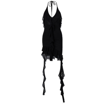 Aichashi dress to impress outfits Spring New Sexy Pure Desire Style Deep V Halter Ruffled Irregular Slim Fit Dress