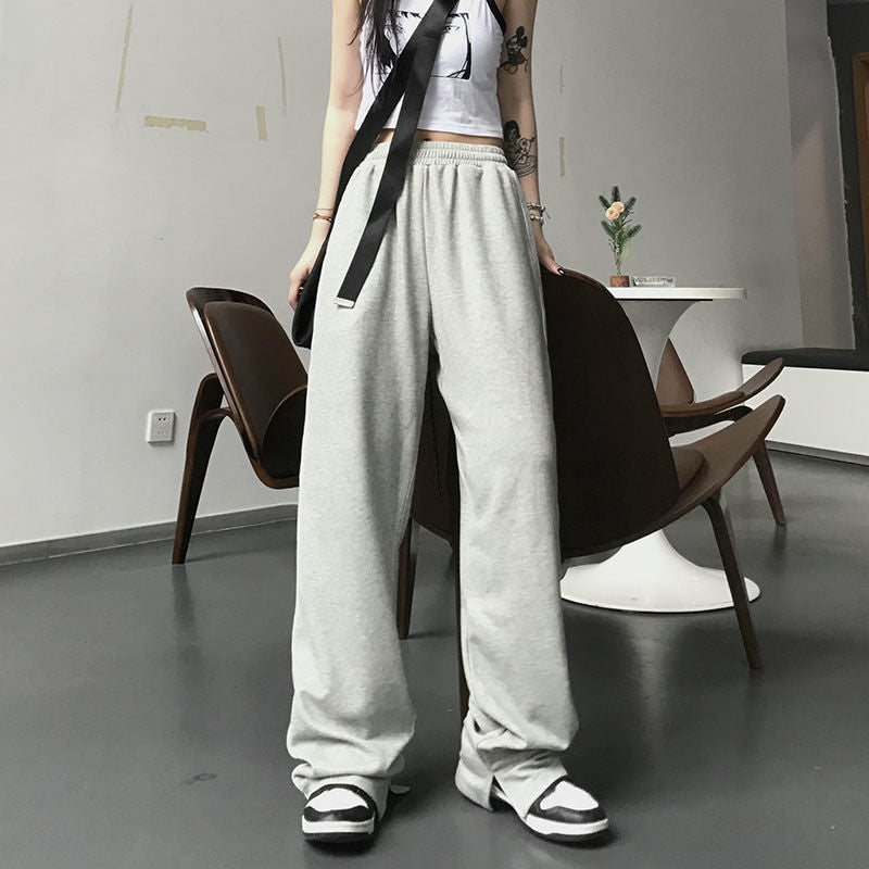 Aichashi clothes New Wide-Leg Women's High Street Long Pants Autumn High Waist Student Cool Girl Loose Ins Straight Casual Sports Pants