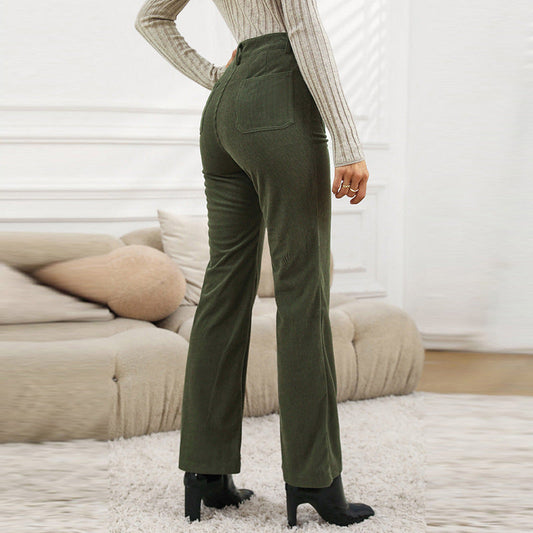 Aichashi fall outfits aesthetic Shiying Autumn and Winter New Corduroy Straight Casual Pants for Women Fashionable Slim High Waist Retro Pants for Women