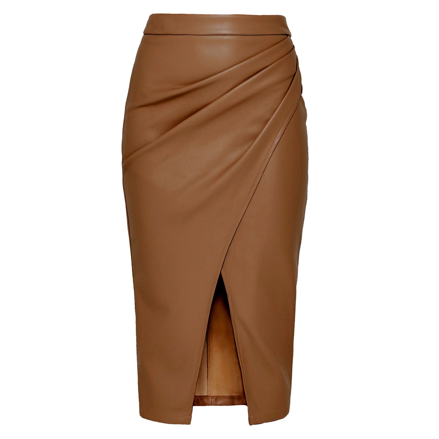 Aichashi fall fashion outfits Women's Pu Split Skirt Autumn and Winter High Waist Zipper Pleated Leather Skirt Sexy Hip Skirt