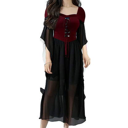 aichashi Dress to Impress 2024 New Women's Halloween Witch Bandage Large Swing Dress