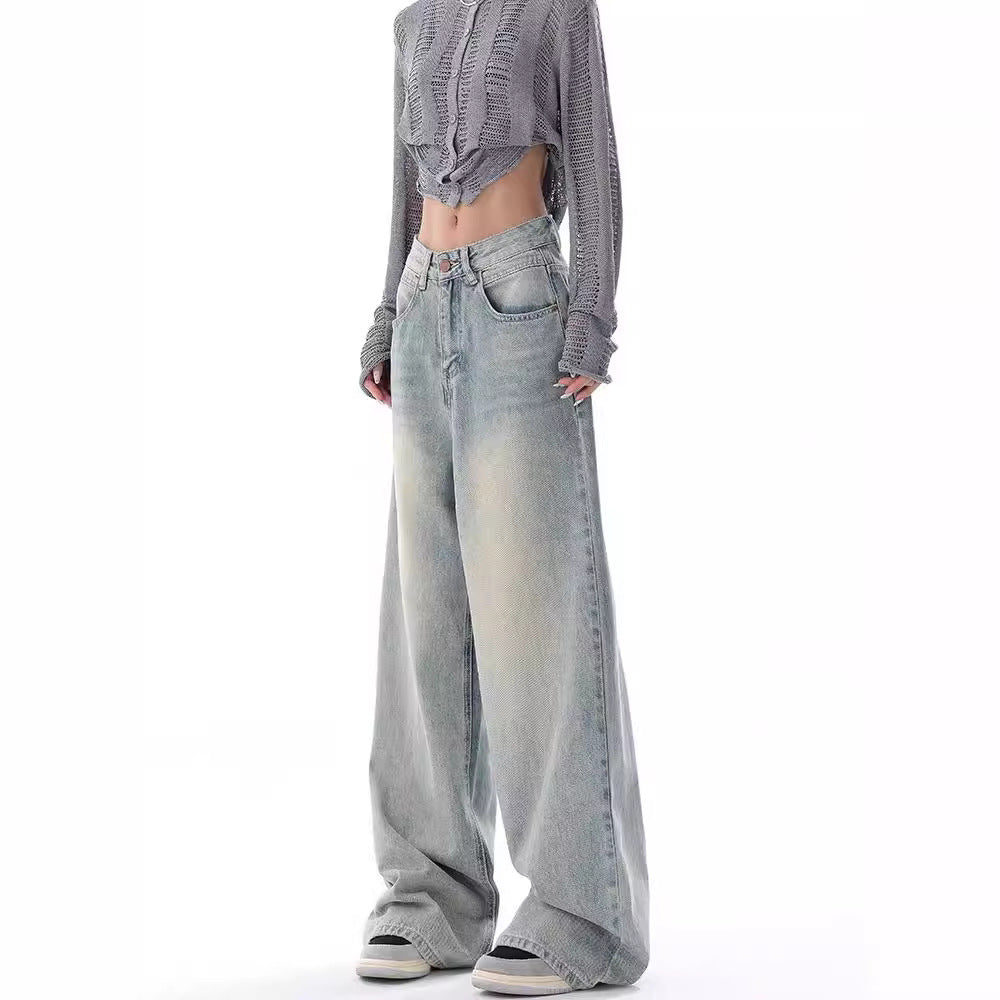 Aichashi outfit ideas for school Ken Studio Early Autumn 2024 New Jeans Women's American Retro Design Niche Loose Wide-Leg Pants Pants