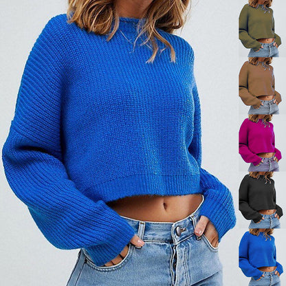 aichashi fall 2024 fashion trends 2024 Autumn and Winter New Sweater Women's Solid Color round Neck Long Sleeve Knitted Pullover Women's Sweater