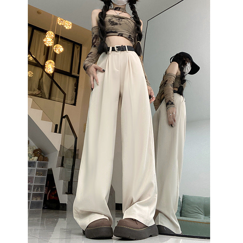 Aichashi outfit 2024 Autumn New Korean Style Fashionable Casual Suit Pants Women's Loose Draping Straight High Waist Slimming Wide Leg Pants