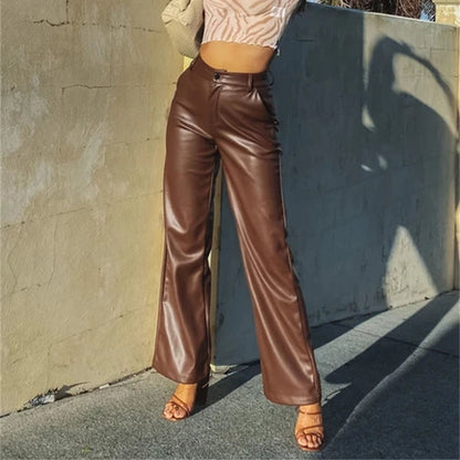 Aichashi lookbook outfits Leather Pants Fashion New Women's High Elastic PU Leather Pants Leggings Women's Pants