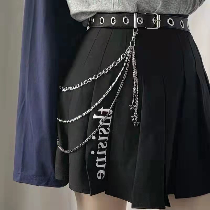 Aichashi gothic dti Jewelry Punk Rock Multi-Layer Chain Pants Chain Versatile Trendy Hollow Star Pendant Waist Chain Accessories