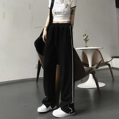 Aichashi clothes New Wide-Leg Women's High Street Long Pants Autumn High Waist Student Cool Girl Loose Ins Straight Casual Sports Pants