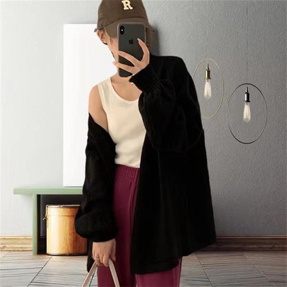 aichashi Discover Style Ideas Lazy Style Gentle Cardigan Loose Sweater Spring and Autumn New Outerwear Mohair Thickened Knitted Coat