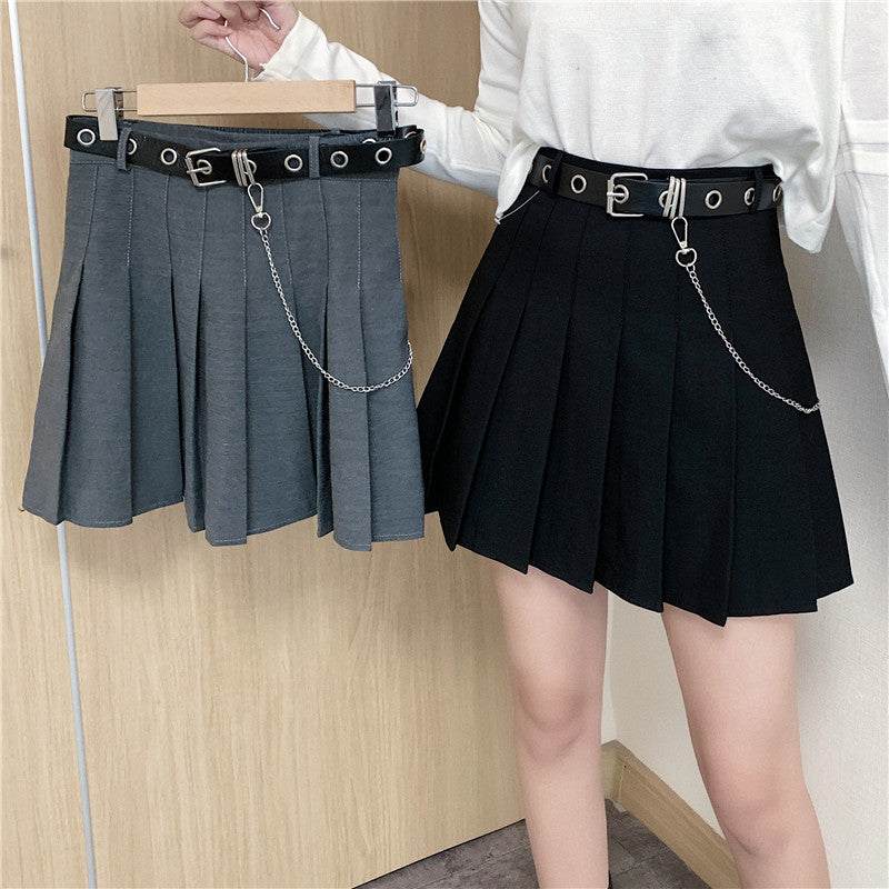 Aichashi gothic dti 2024 Korean Style New High Waist Slimming Design Sense Niche Pleated Skirt A- Line Skirt Women's Skirt