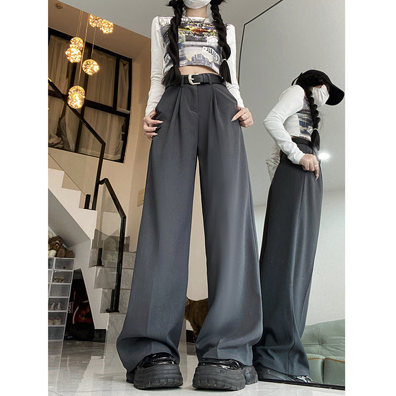 Aichashi outfit 2024 Autumn New Korean Style Fashionable Casual Suit Pants Women's Loose Draping Straight High Waist Slimming Wide Leg Pants