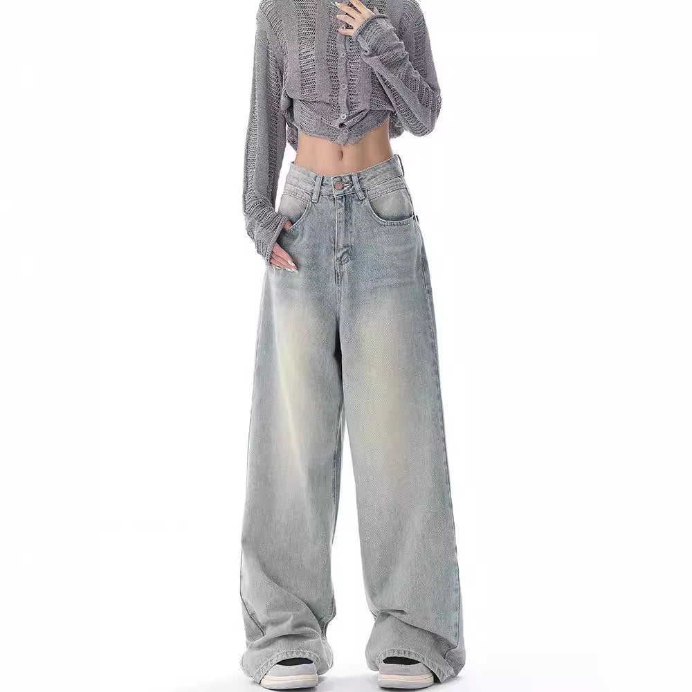 Aichashi outfit ideas for school Ken Studio Early Autumn 2024 New Jeans Women's American Retro Design Niche Loose Wide-Leg Pants Pants