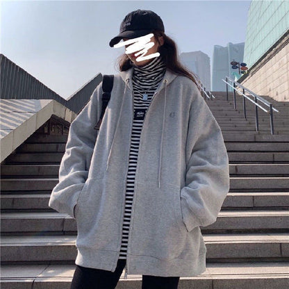 aichashi College Outfits Japanese Sweet Sweater Women's Spring and Autumn 2024 New Loose Chic Lazy Casual Sports Zipper Top Coat