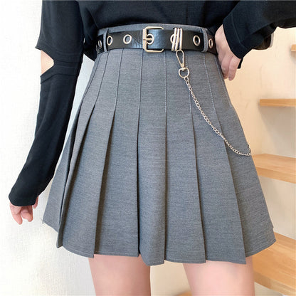 Aichashi gothic dti 2024 Korean Style New High Waist Slimming Design Sense Niche Pleated Skirt A- Line Skirt Women's Skirt