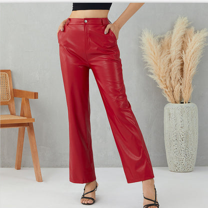 Aichashi lookbook outfits Leather Pants Fashion New Women's High Elastic PU Leather Pants Leggings Women's Pants